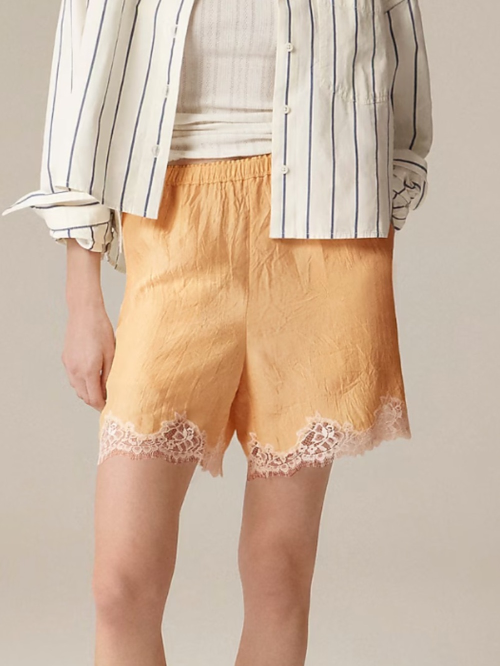5" Stratus Lace-trim Short In Textured Satin For Women | J.Crew